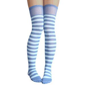 Blue & Light Blue Striped Thigh Highs